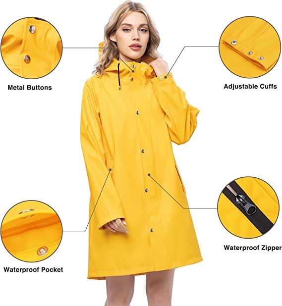 Raincoat for Women Waterproof Jacket Outdoor Ladies Lightweight Trench Coat