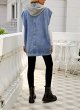 Women's Oversized Denim Vest Mid Long Jean Vest Sleeveless Jackets